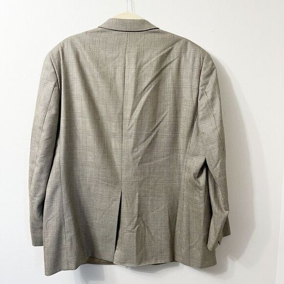 Ralph Lauren Men Brown Blazer 46R Tweed Plaid Wool Single Breast Silk Sport Coat - Picture 3 of 10